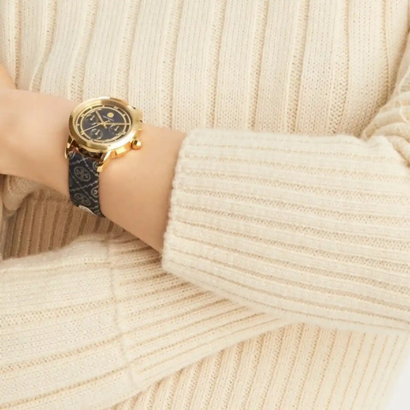 Tory Burch Chronograph T Monogram jacquard leather strap Women's Watch TBW1055 - Image 7