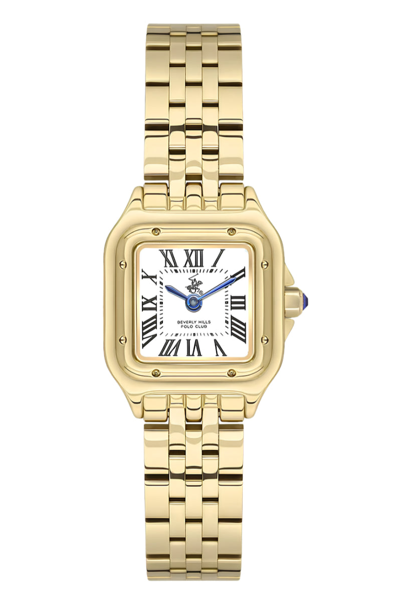 Beverly Hills Polo Club Roman Numeral Square All Gold Watch BP3600C.131