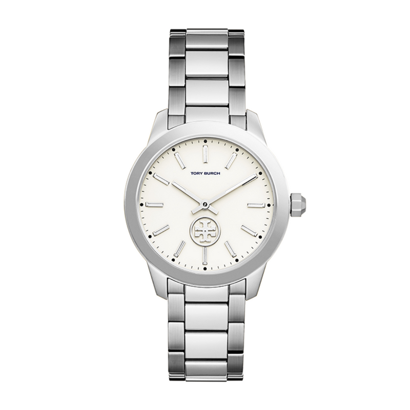 Tory Burch Collins Silver Stainless Steel White Dial Women's Watch TBW1301