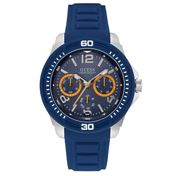 Guess Trade Blue Dial Blue Silicone Strap Men's Watch  W0967G2 - Big Daddy Watches