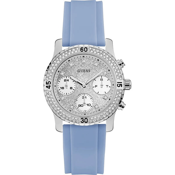 Guess Ladies Confetti Crystal Silicone Strap Women's Watch  W1098L3 - Big Daddy Watches