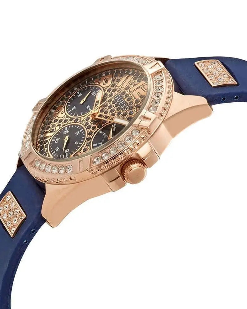 Guess Frontier Blue/Crysal Pave Dial Ladies Multifunction Watch W1160L3