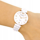 Emporio Armani Ceramica Mother of Pearl Ladies Watch AR1486