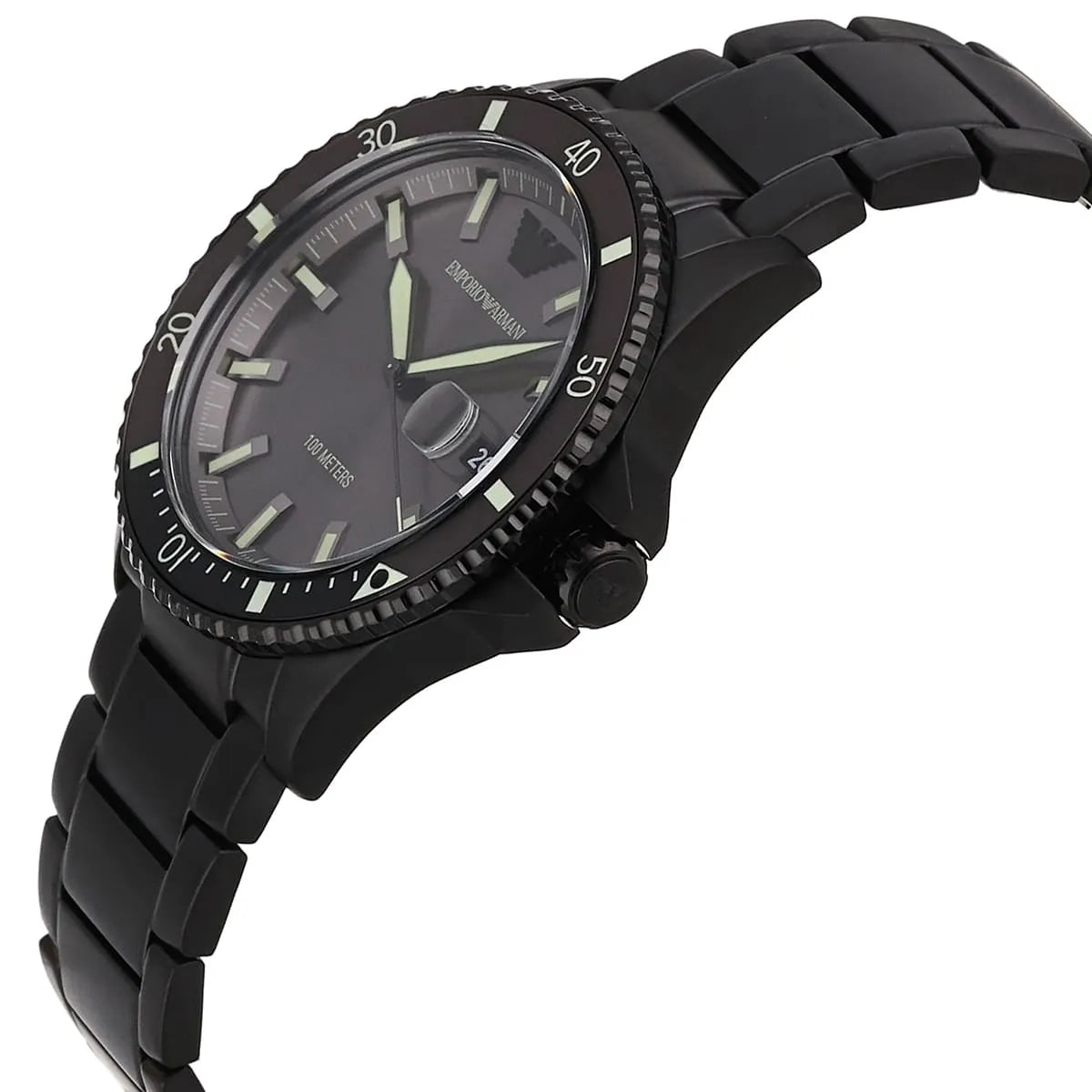 Watch Diver Diver Grey Sunray date window Dial Black PVD Men's Watch - AR11398