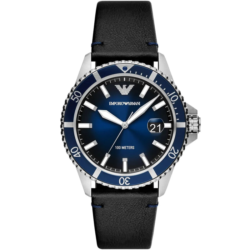 Emporio Armani Silver and Blue Men's Watch - AR11516 AR11516 - Image 1