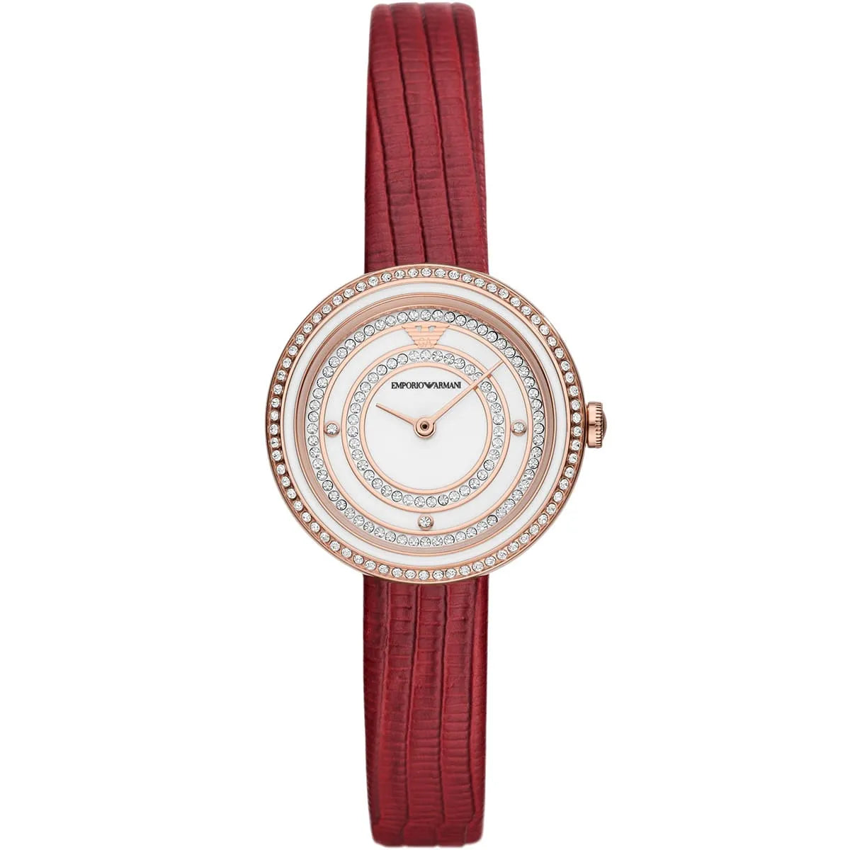 Emporio Armani Rosa Two-Hand Genuine Red Leather Ladies Watch - AR11532