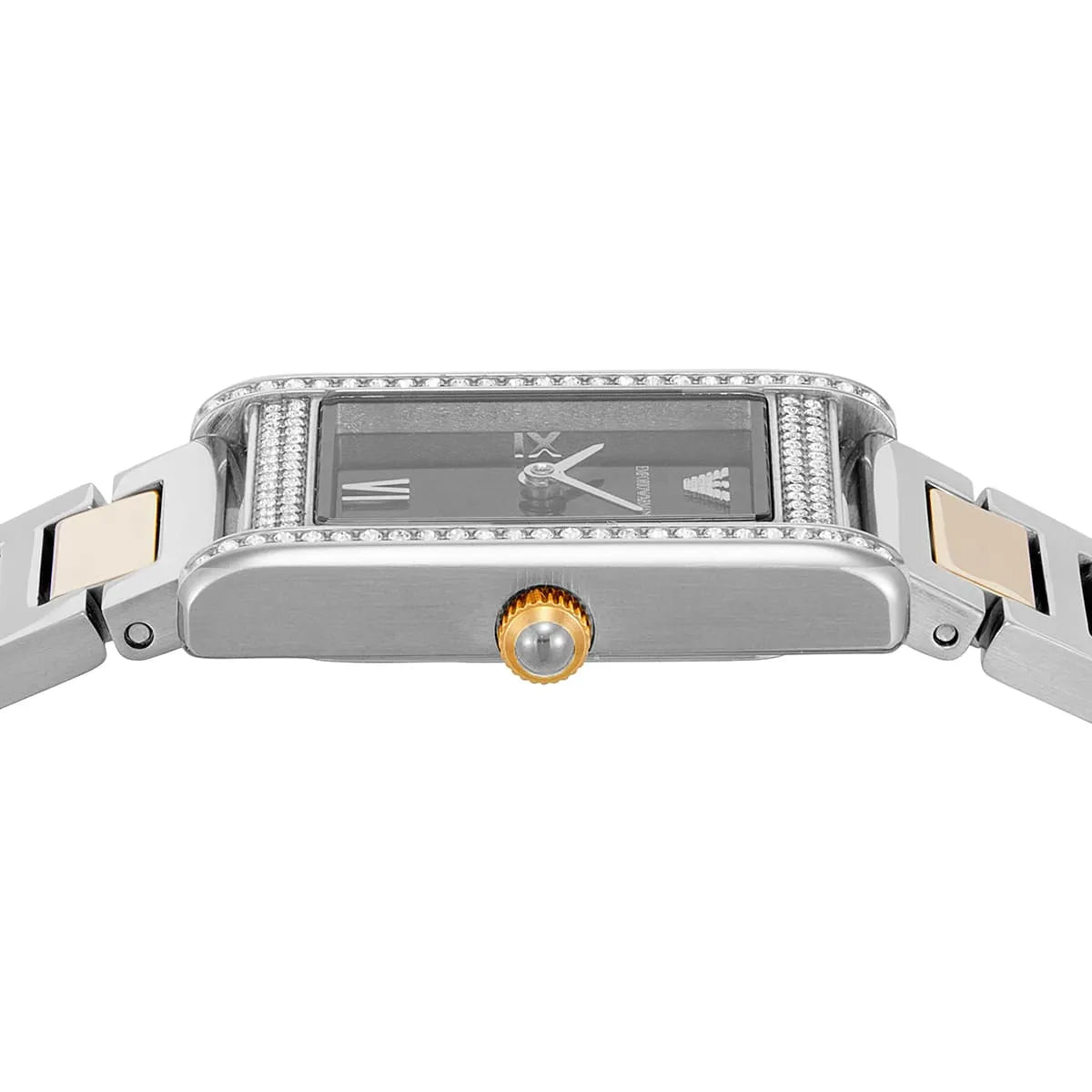 Emporio Armani Genni Rectangular White MOP Dial Two-tone Women's Watch - AR11642