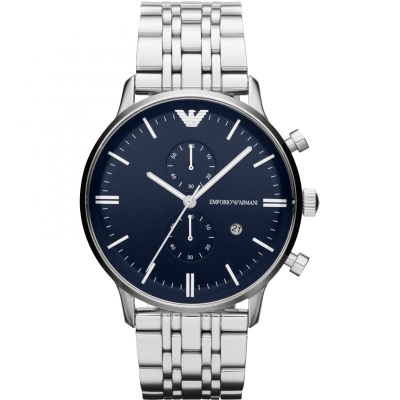 Emporio Armani Dark Navy Dial Silver Men's Watch AR1648