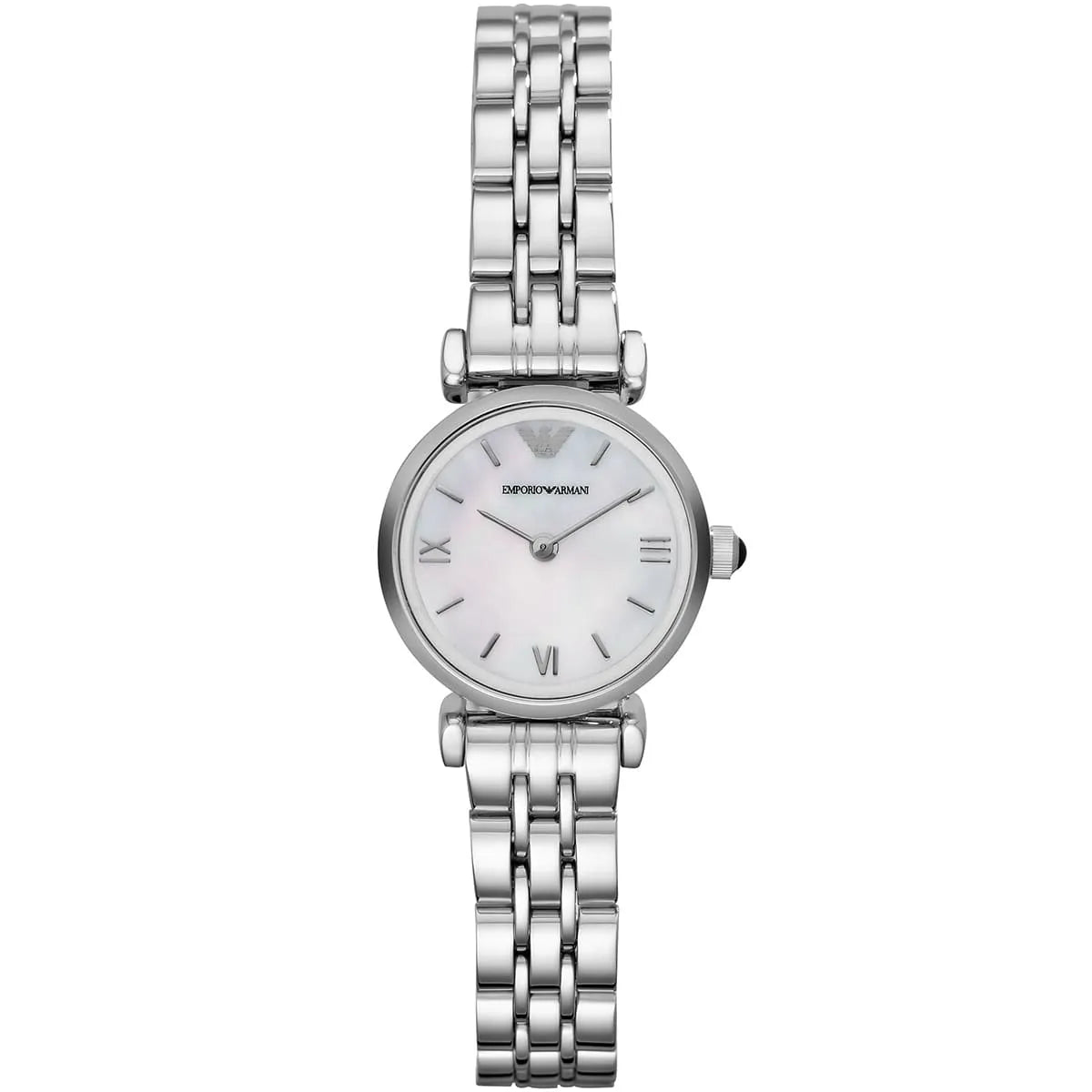Emporio Armani Gianni T-Bar Mini White MOP Dial Silver Women's Watch - AR1763