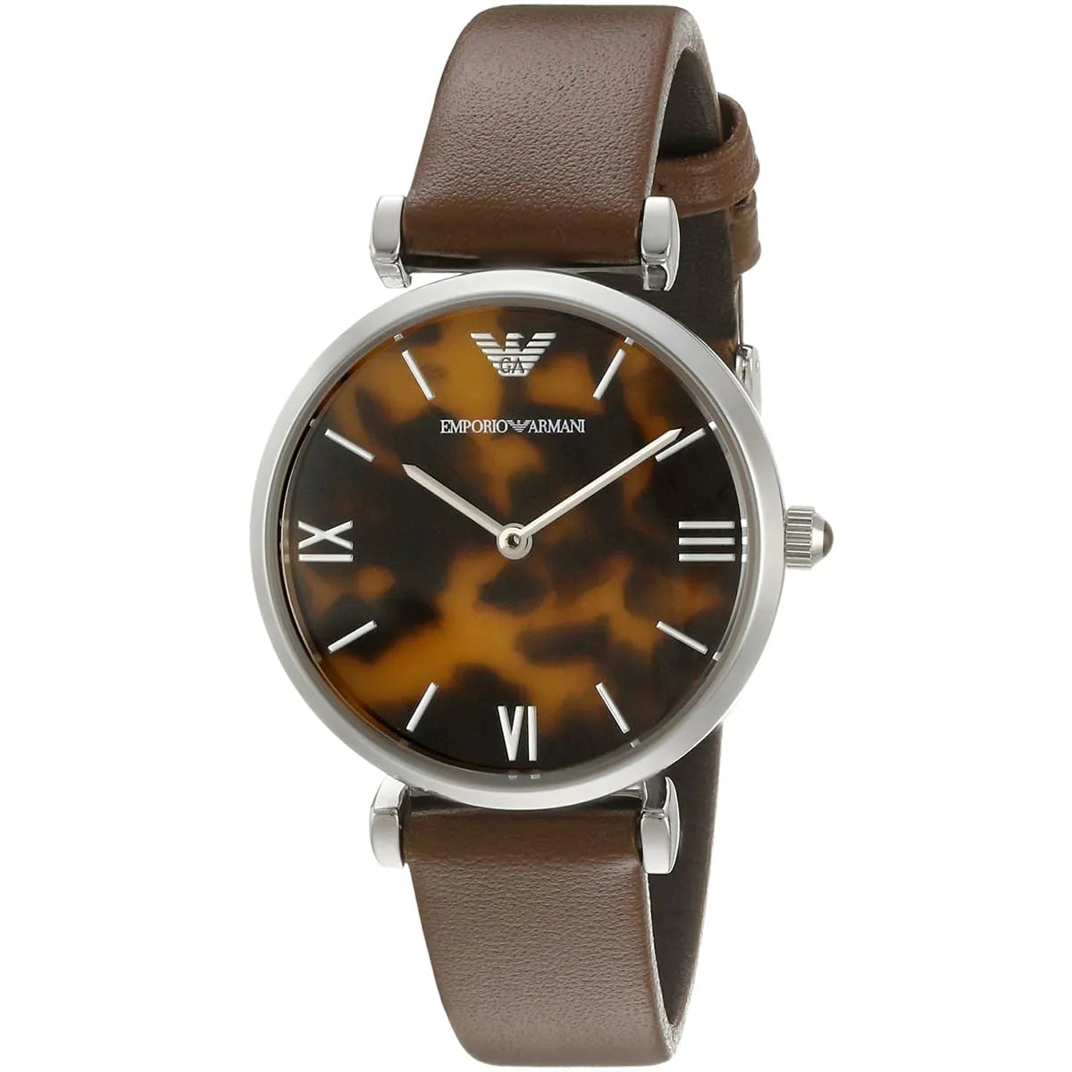 Emporio Armani Gianni T-Bar Brown Shell Dial Light Brown Genuine Leather Women's Watch - AR1873