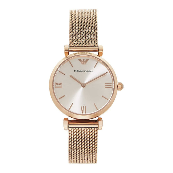 Emporio Armani Retro Silver Dial Rose Gold-tone Ladies Watch AR1956