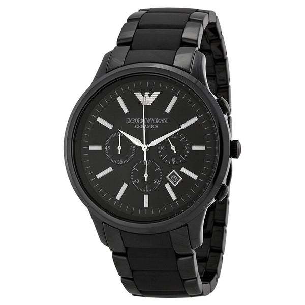 Emporio Armani Ceramica Chronograph Black Dial Men's Watch AR1451 - BigDaddy Watches