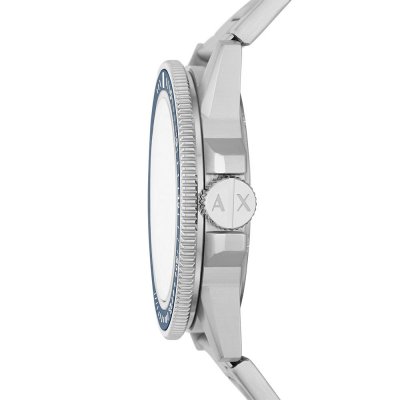 Armani Exchange AX1861 side profile showing stainless steel case and bracelet thickness