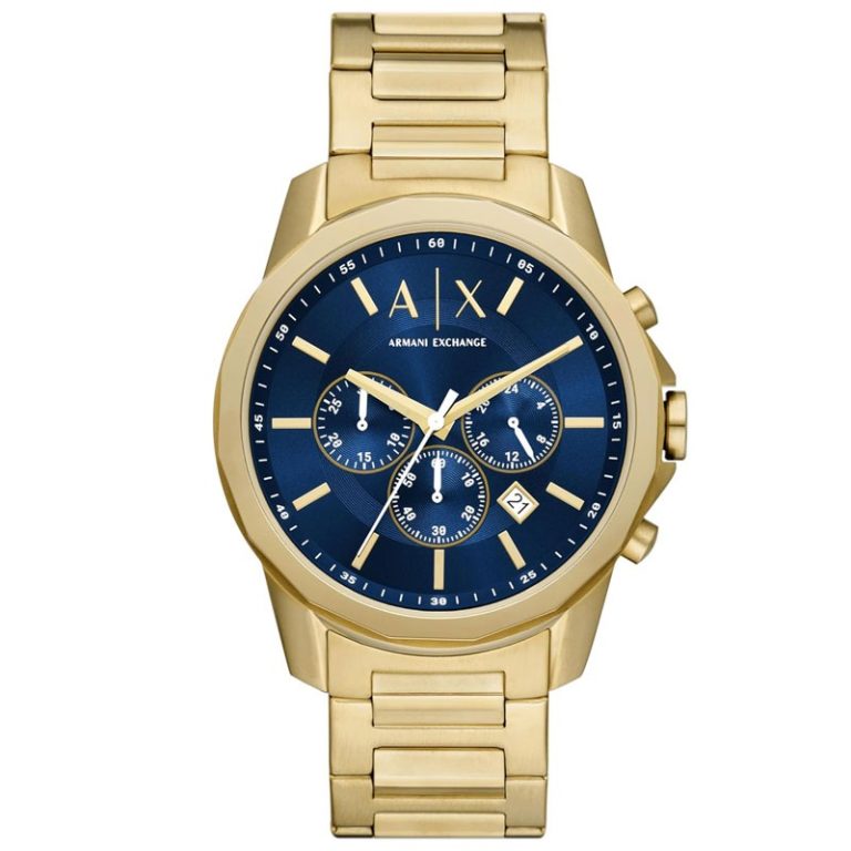 Armani Exchange Banks Chronograph Blue Dial Gold Multifunction Watch - AX7151