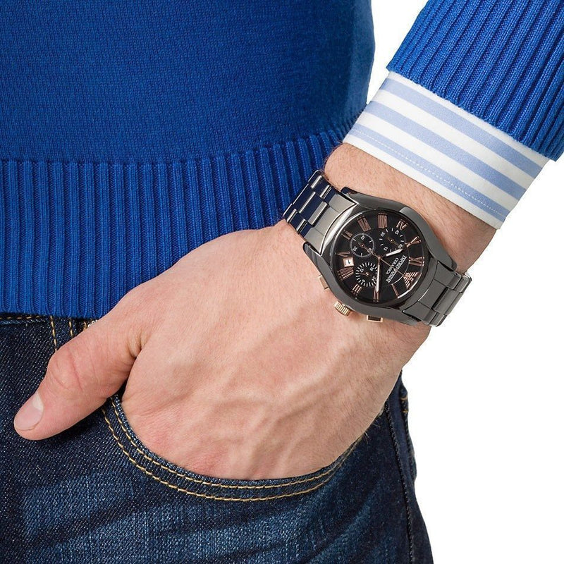 Emporio Armani Ceramica Chronograph Black Dial Men's Watch AR1410