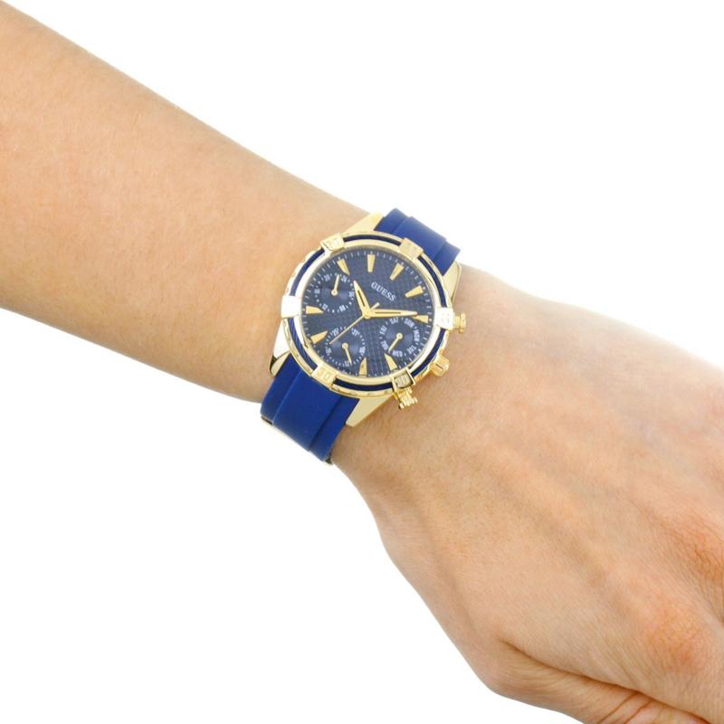 Guess Blue Dial Rubber Strap Ladies Watch W0562L2