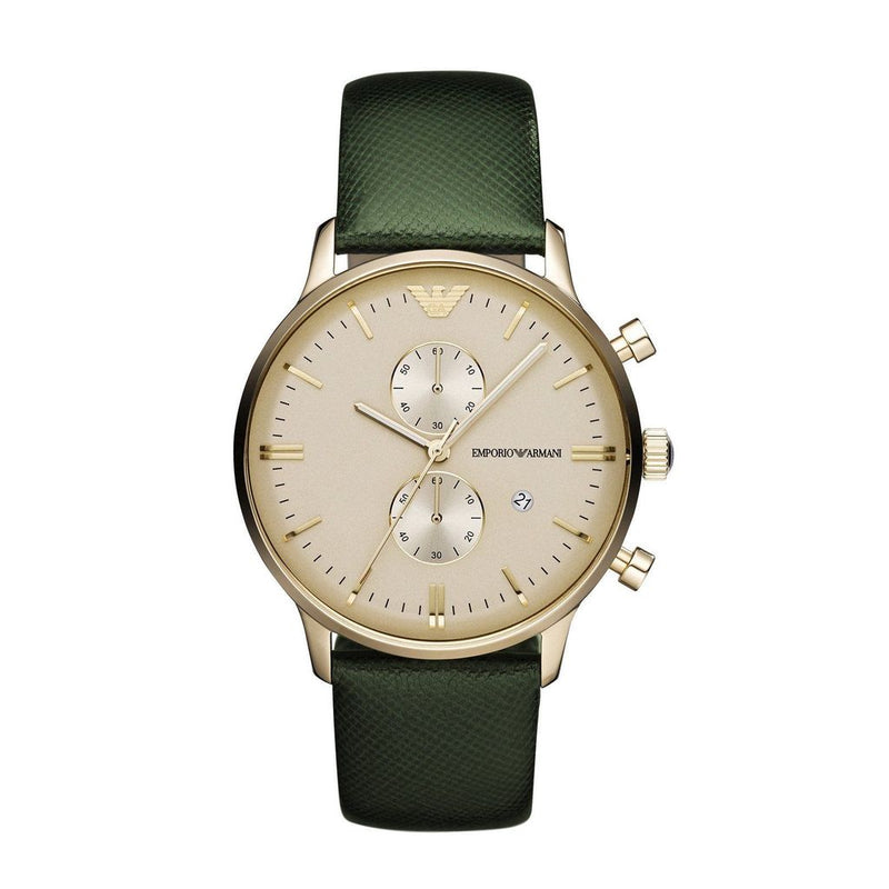 Emporio Armani Green Leather Men's Watch#AR1722 - Kiwi Watches