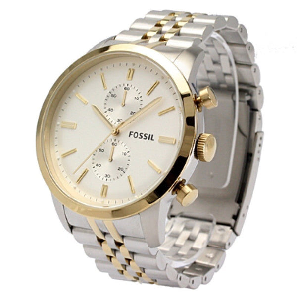 Fossil Townsman Chronograph Silver Dial Two-Tone Steel Men's Watch FS4785