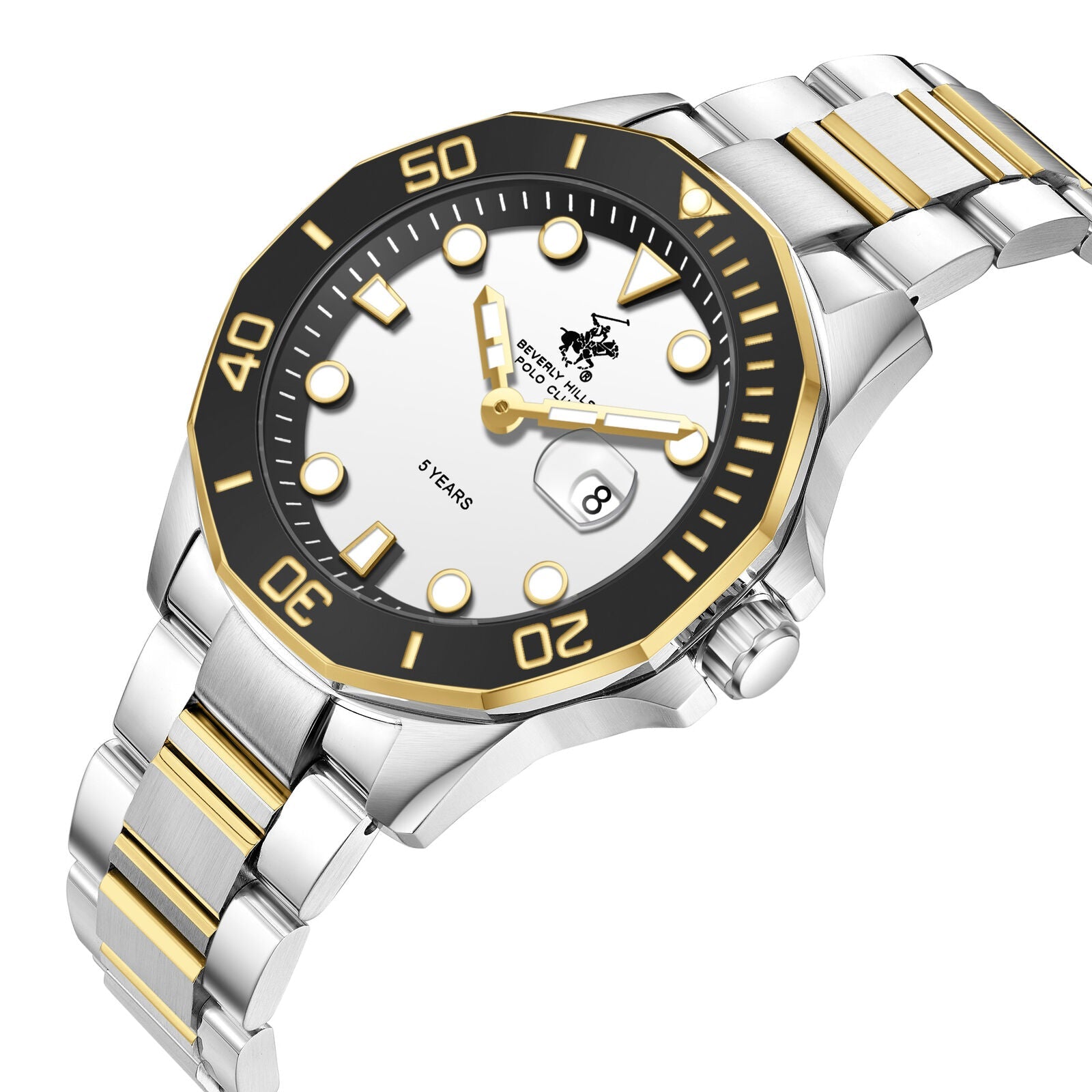Beverly Hills Polo Club 5 Year White Dial Two-Tone Date Watch BP3878X.230