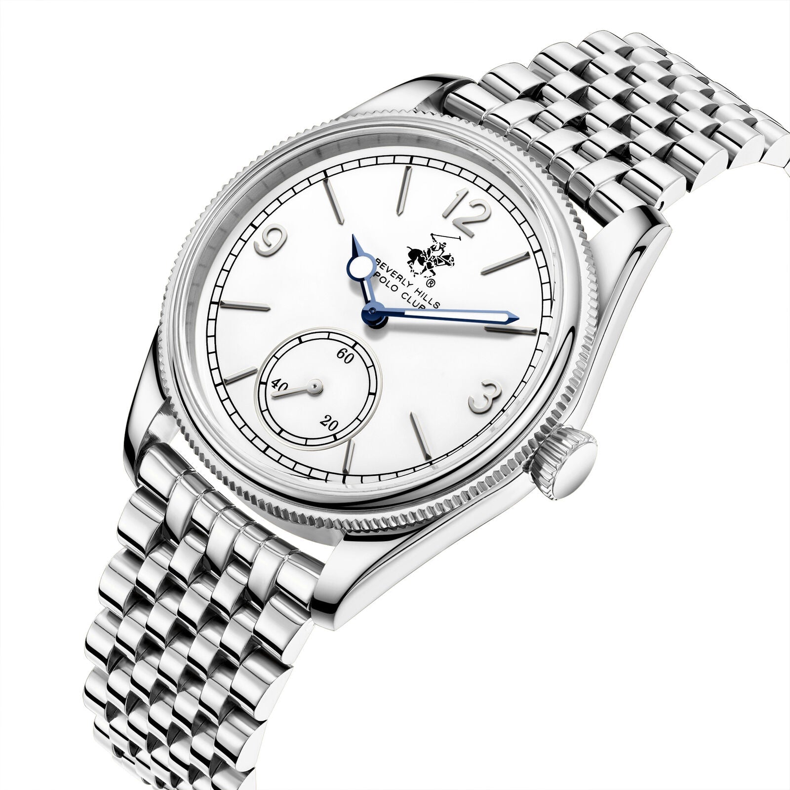 Beverly Hills Polo Club Blue Steel White Dial Silver Watch BP3890X.330