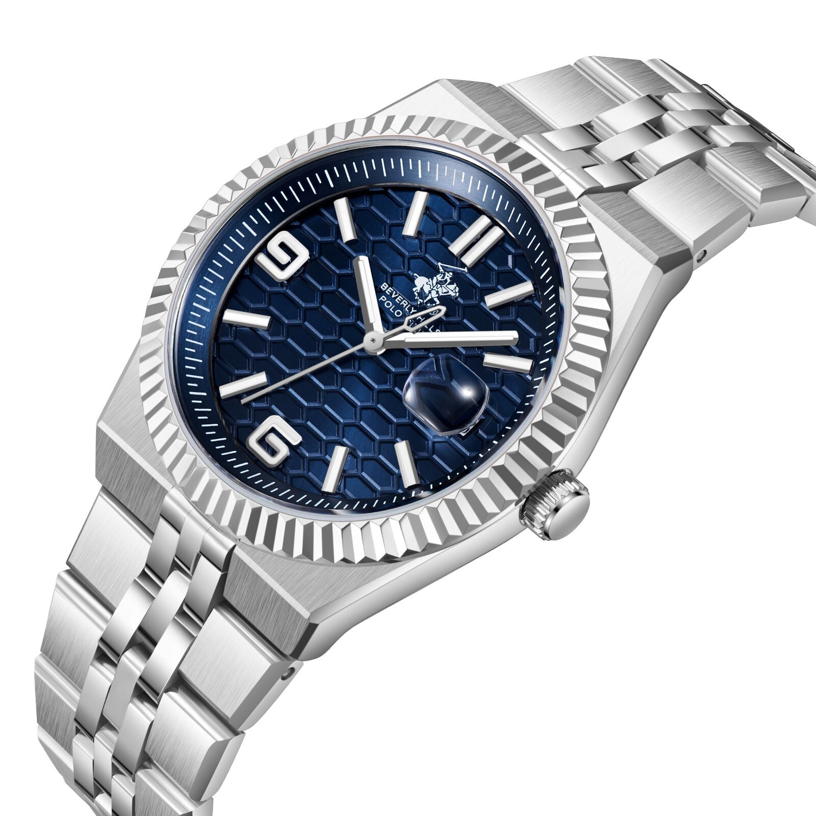 Beverly Hills Polo Club Classy Blue Dial Silver Date Watch BP3891X.390