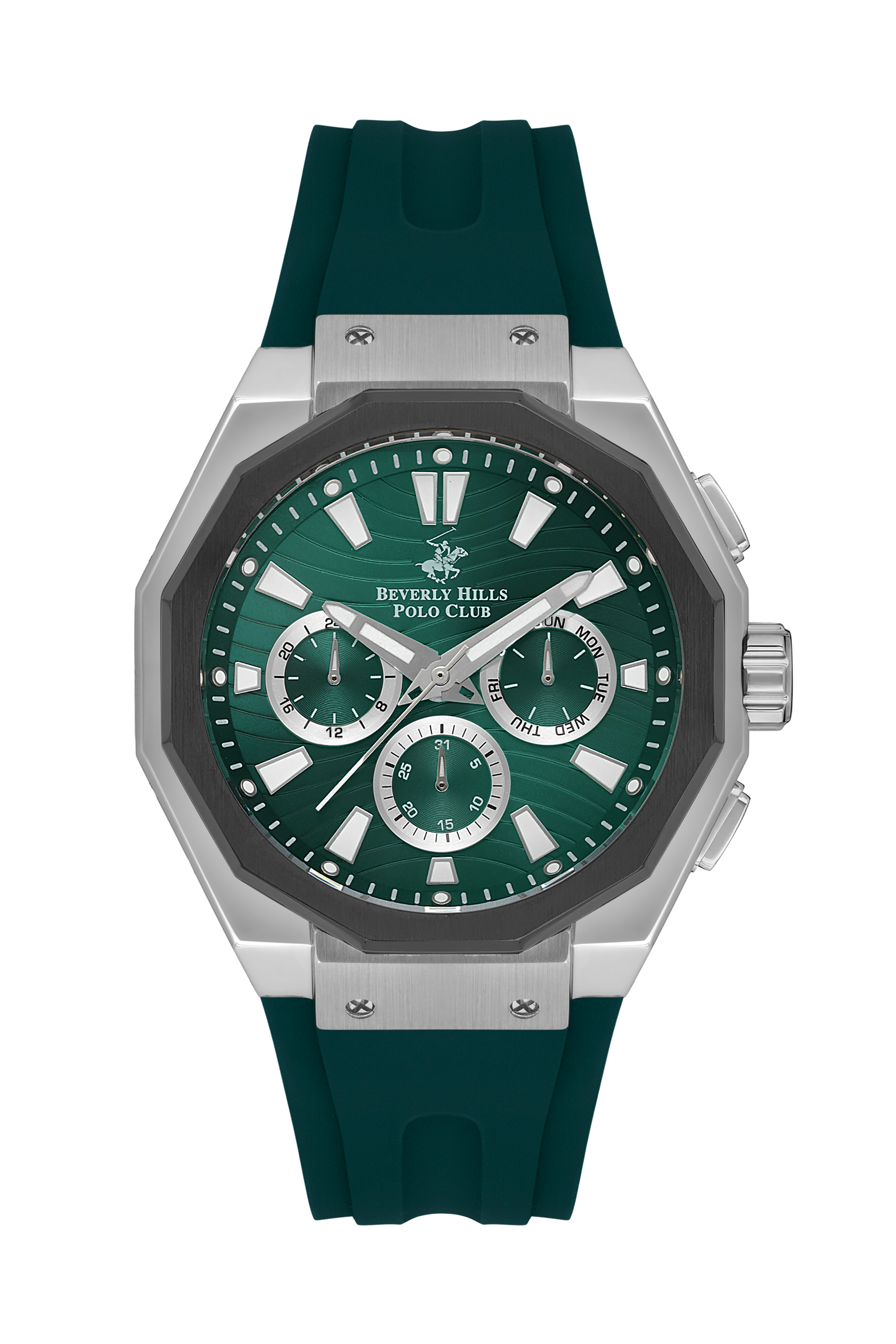 BEVERLY HILLS POLO CLUB Men’s Green Chronograph Silicone Watch – BP3557X.375 - Watch