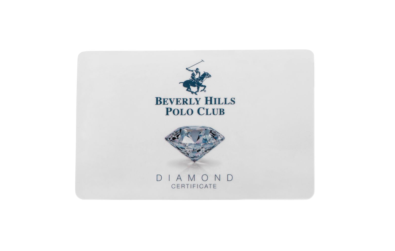 Beverly Hills Polo Club diamond certificate card with brand logo and diamond illustration
