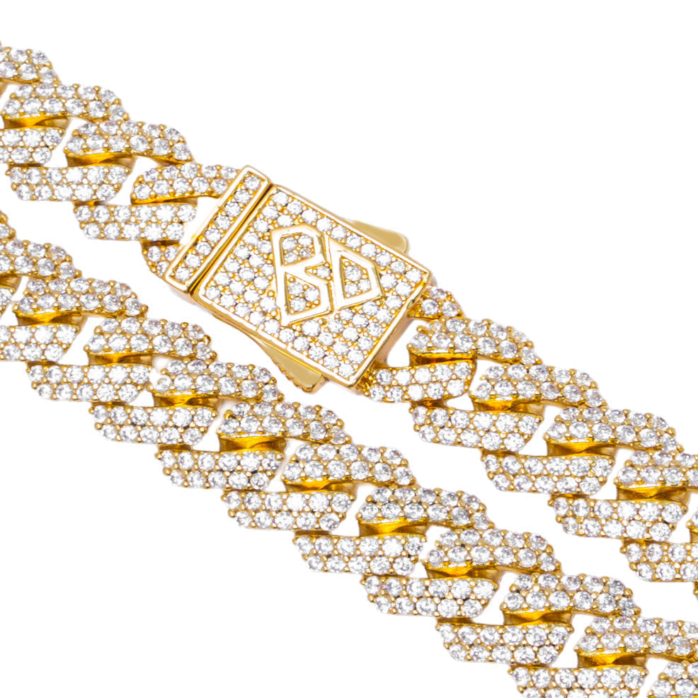 Big Daddy 10MM Straight Edge Cuban Diamond Gold Iced Out Chain