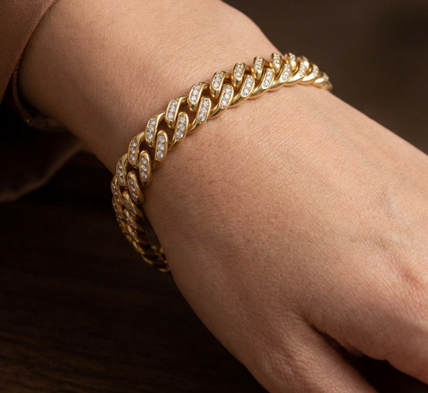 Big Daddy 10MM Iced Out Cuban Link Gold Bracelet