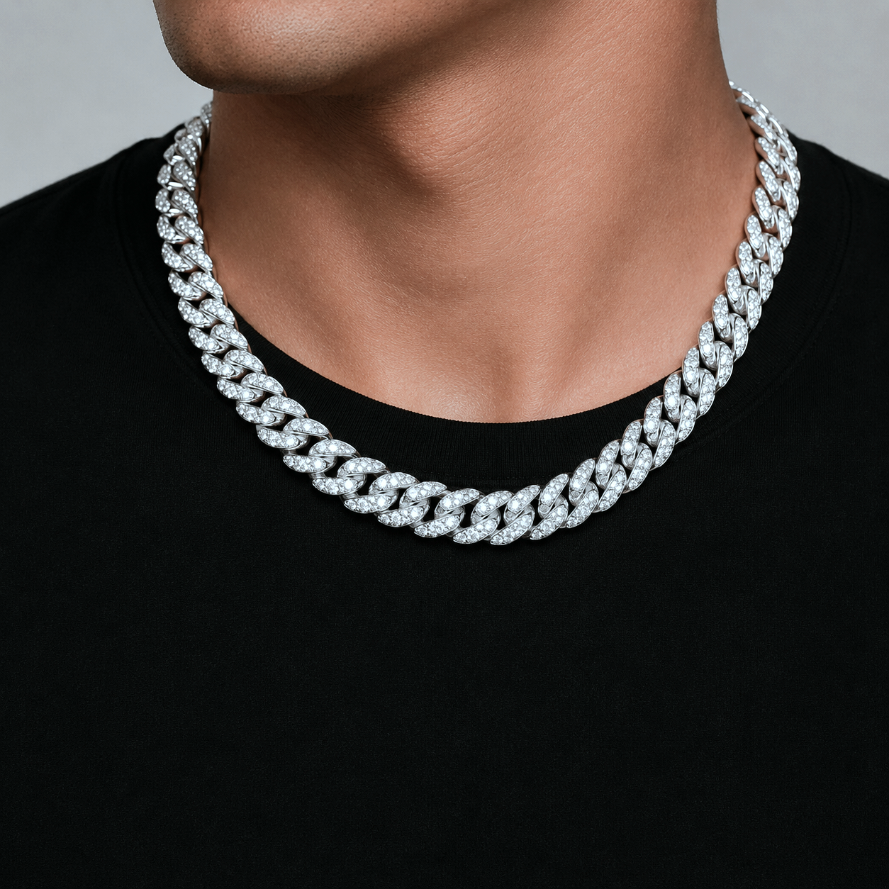 Big Daddy 10MM Iced Out Cuban Link Silver Chain