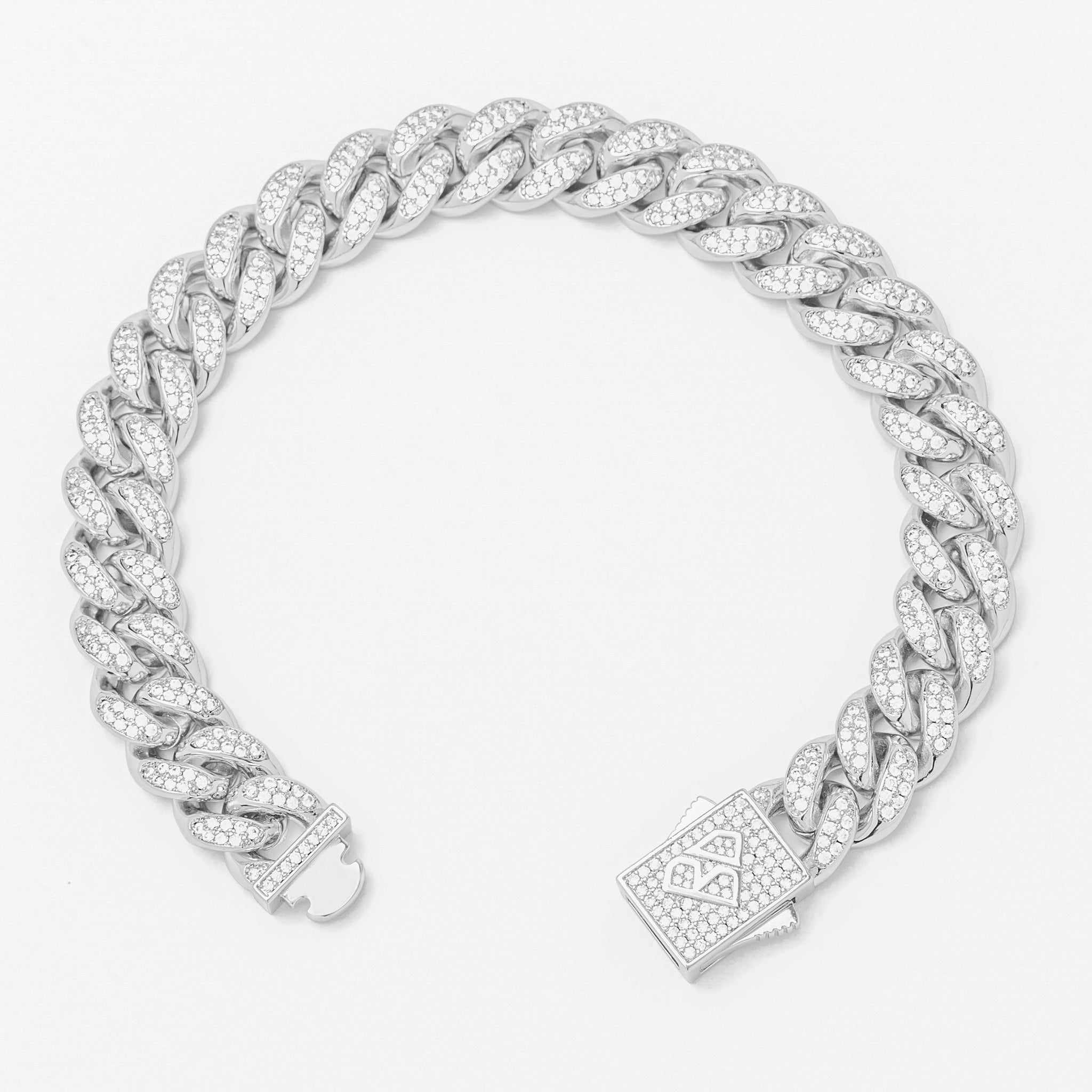 Big Daddy 10MM Iced Out Miami Cuban Link Silver Bracelet - Bracelet