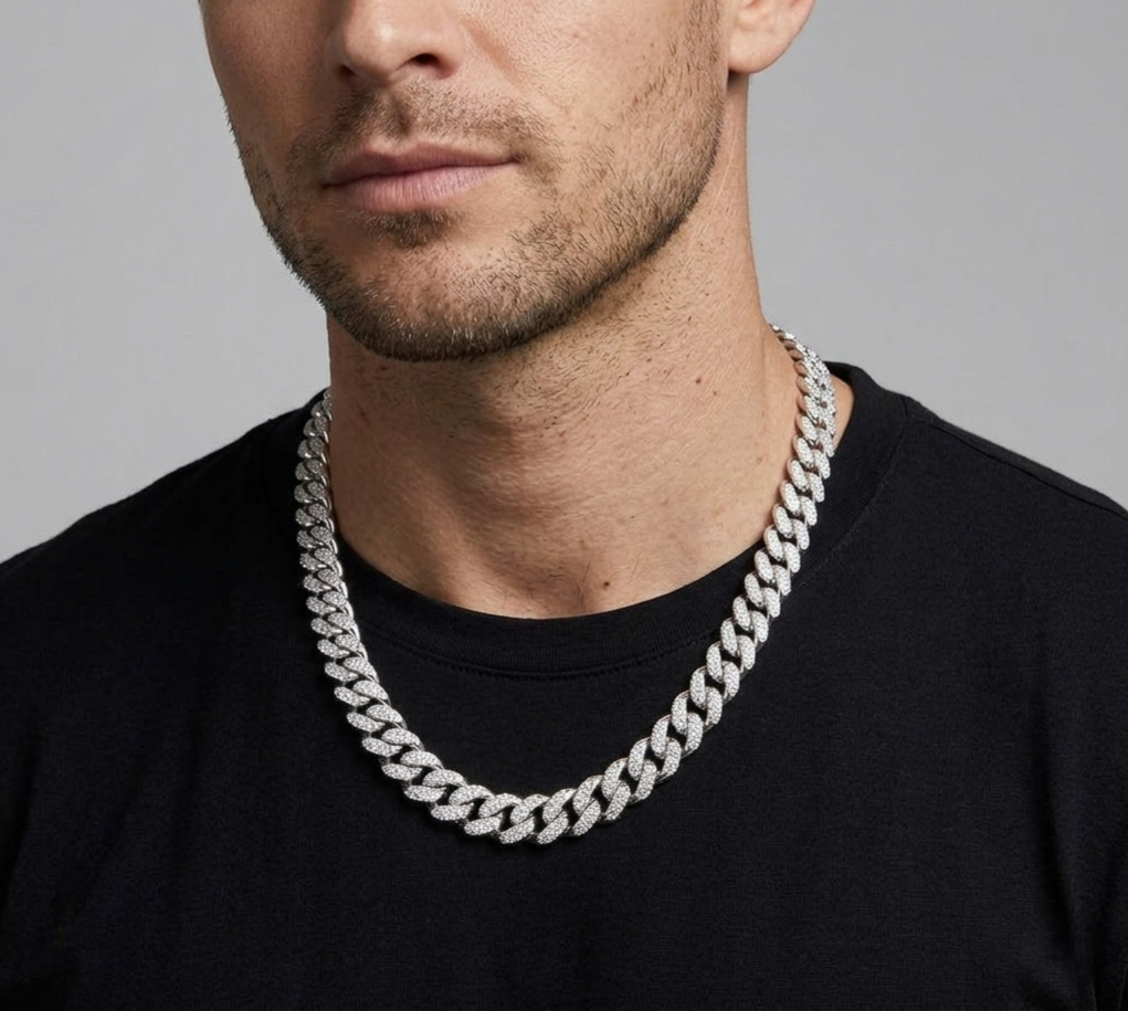 Big Daddy 10MM Iced Out Miami Cuban Link Silver Chain