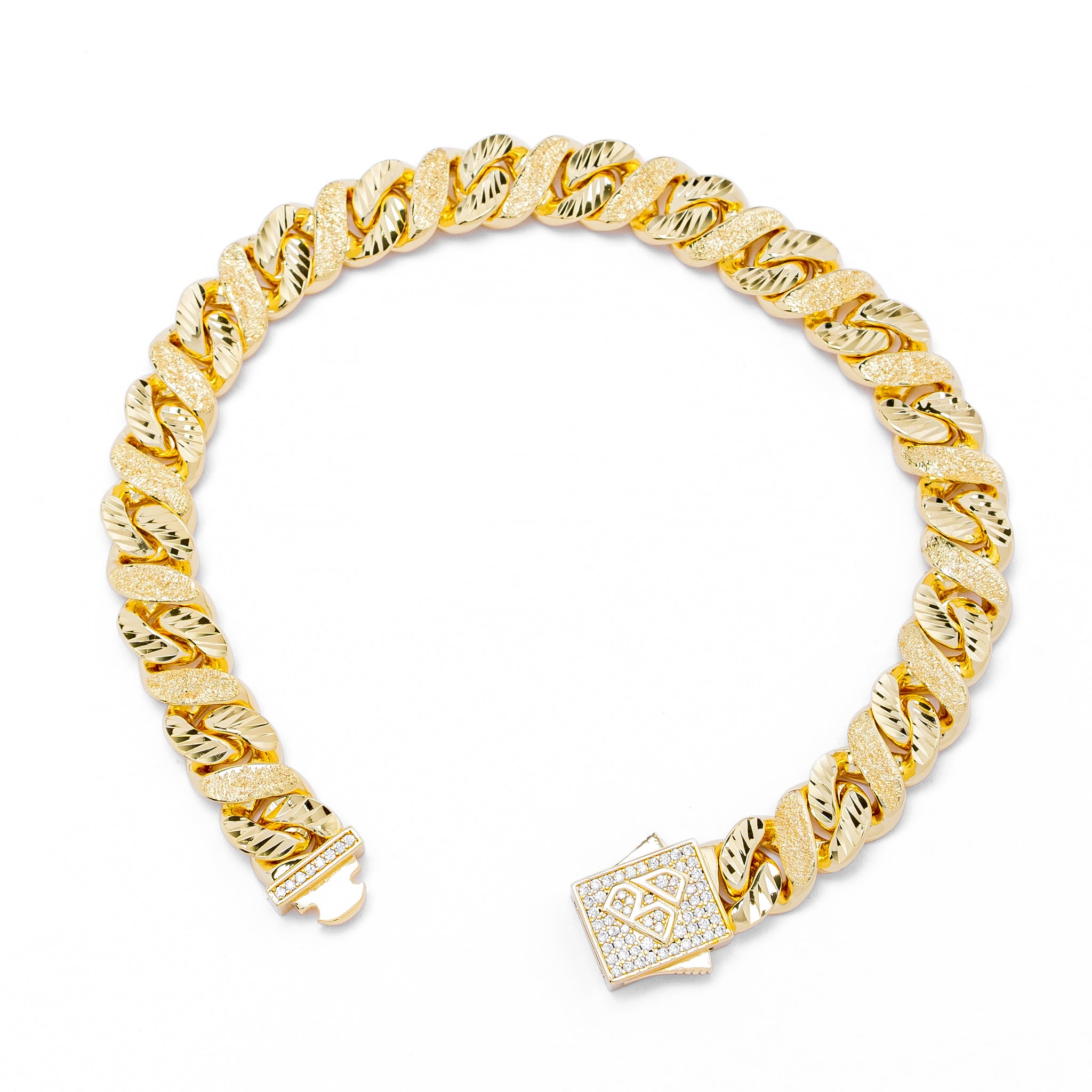 Big Daddy 10MM Sandblast Diamond & Gold Bracelet - Bracelet
