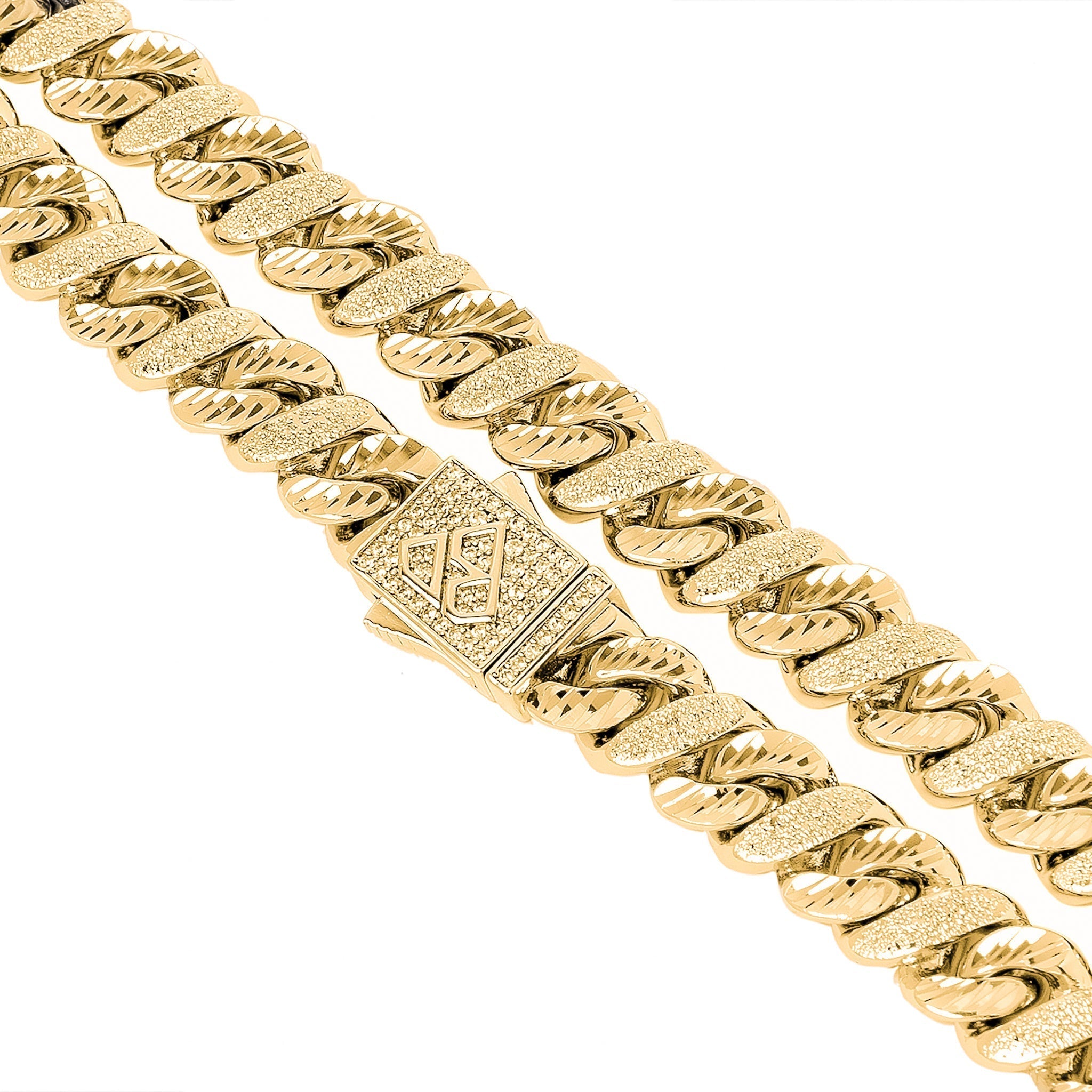 Big Daddy 10MM Sandblast Diamond & Gold Iced Out Chain