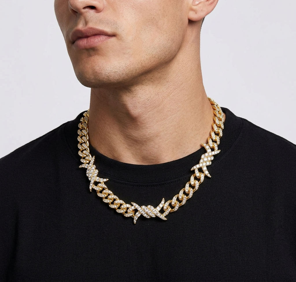 Big Daddy 10MM Spiked Horns Iced Out Gold Chain
