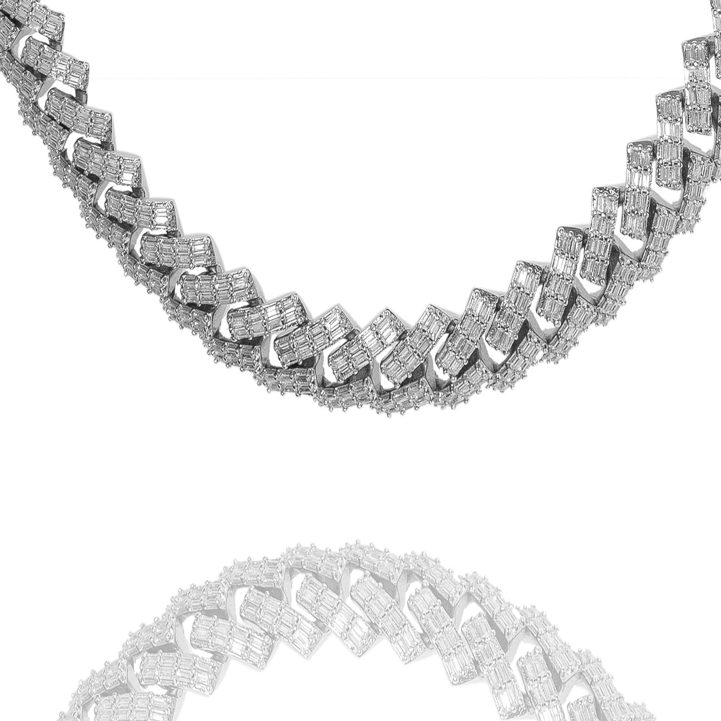 Big Daddy 12MM Baguette Cuban Diamond Silver Iced Out Chain
