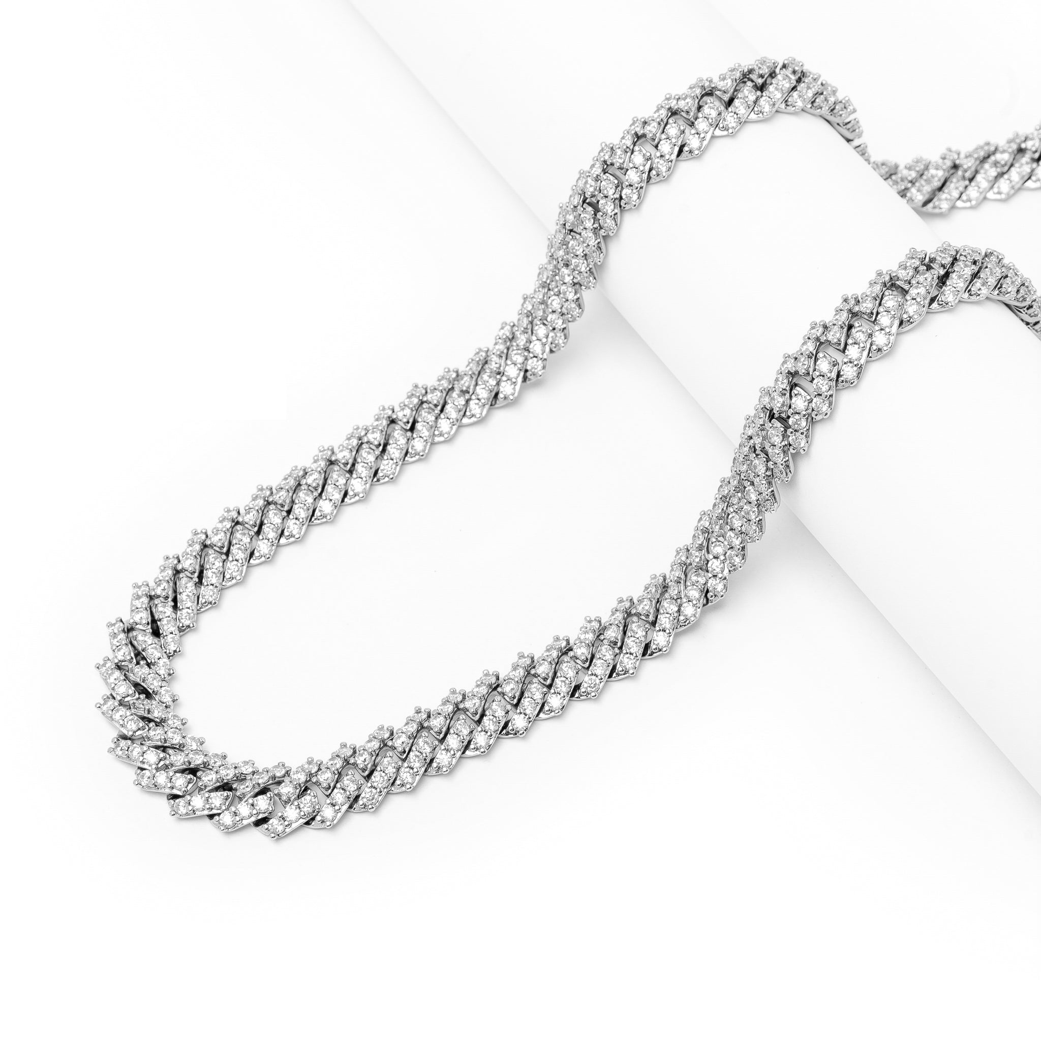 Big Daddy 12MM Silver Iced Out Prong Cuban Chain - Chain