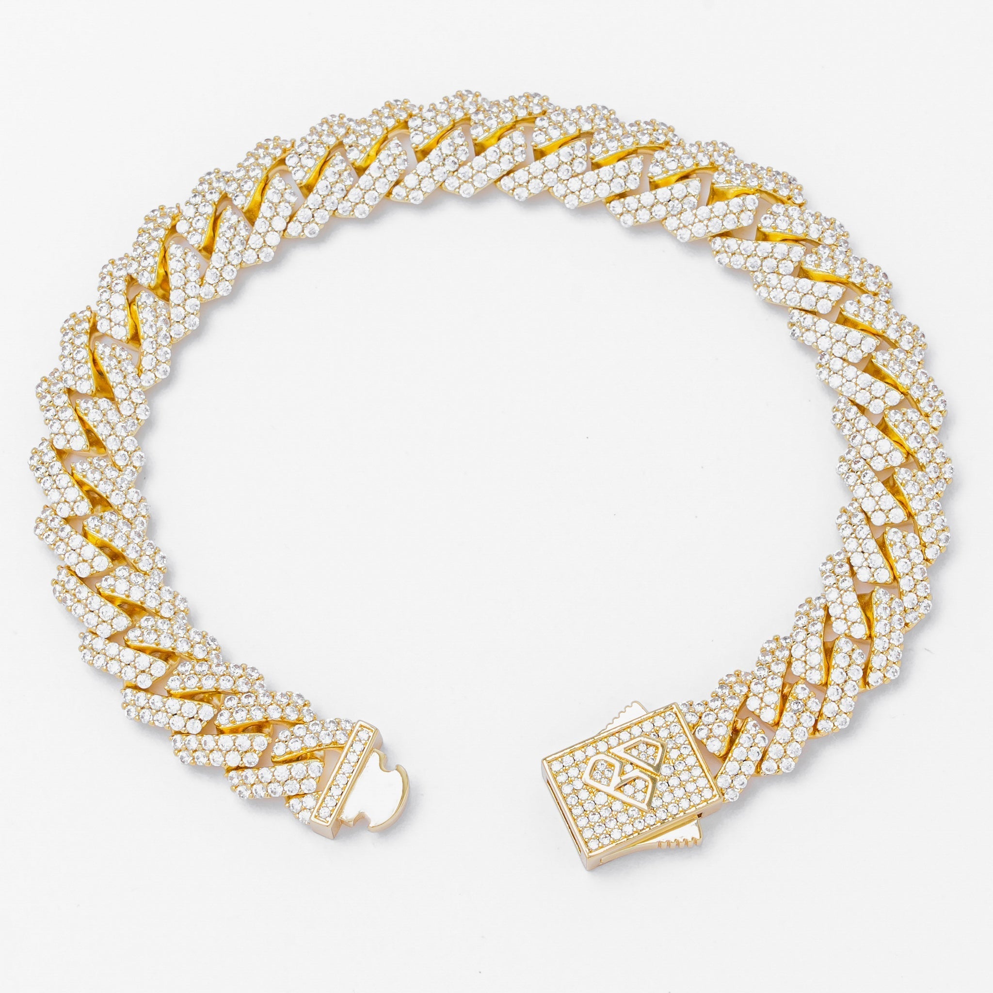 Big Daddy 12MM Straight Edge Cuban Diamond Gold Bracelet - Bracelet