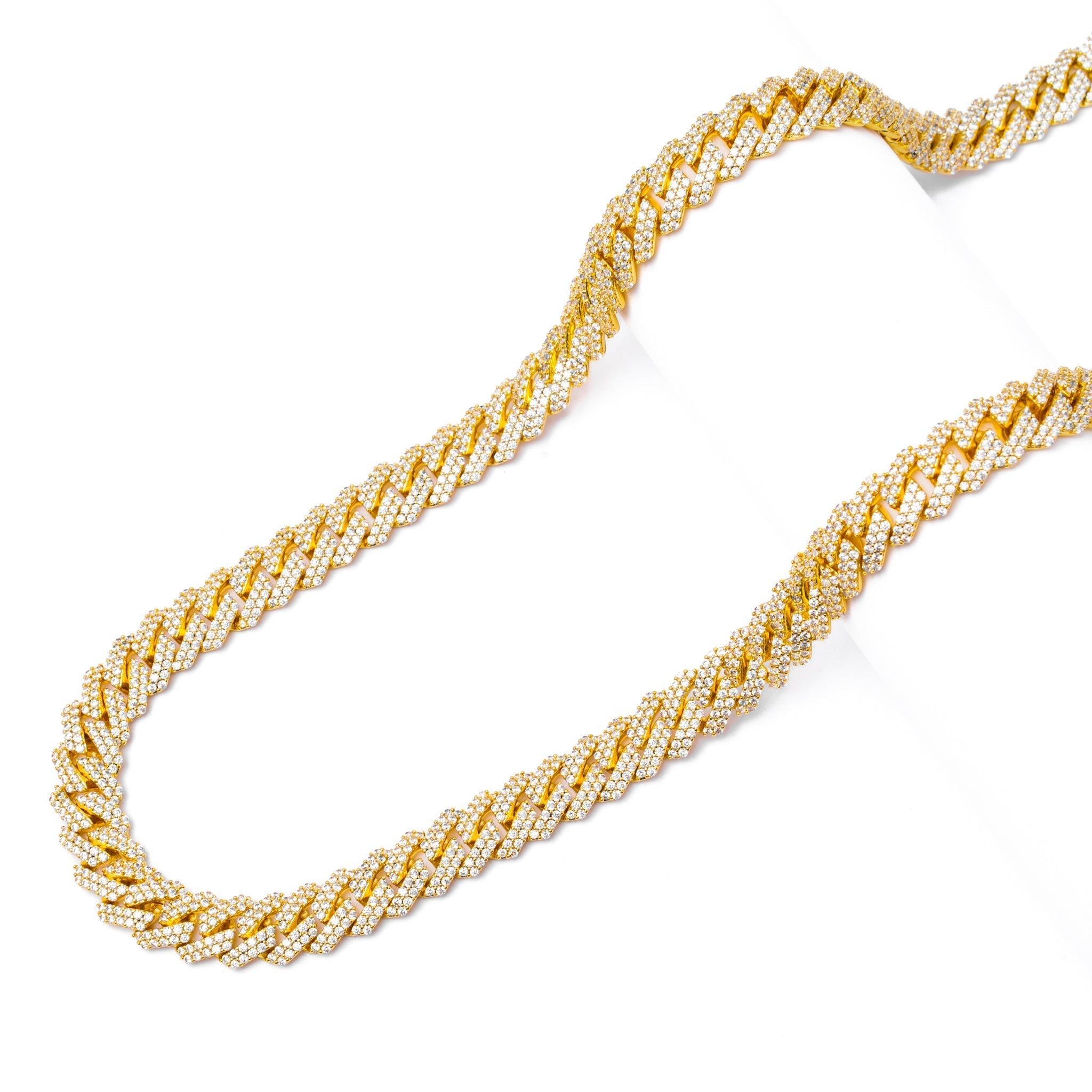 Big Daddy 12MM Straight Edge Cuban Diamond Gold Chain - Chain