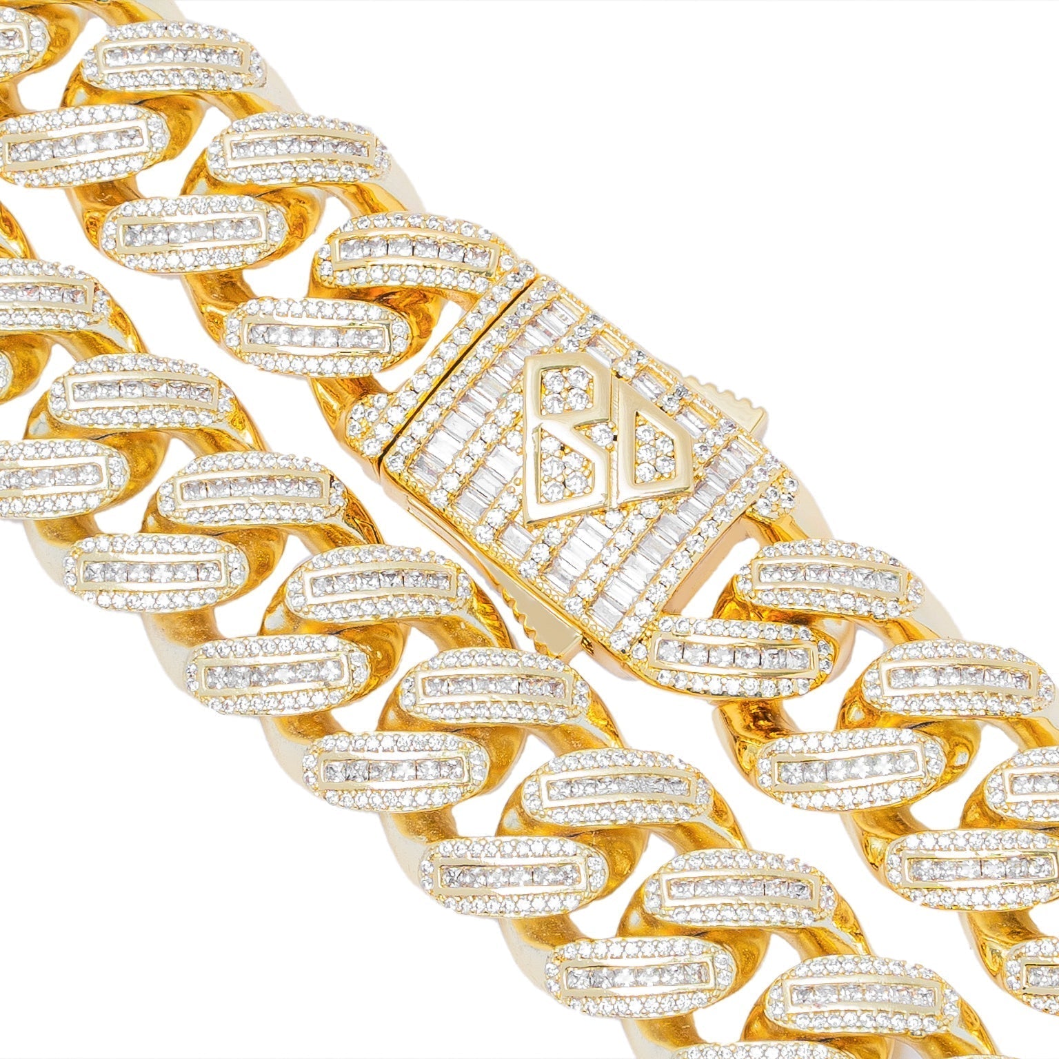 Big Daddy 18MM Baguette Gold Iced Out Cuban Link Chain - Chain