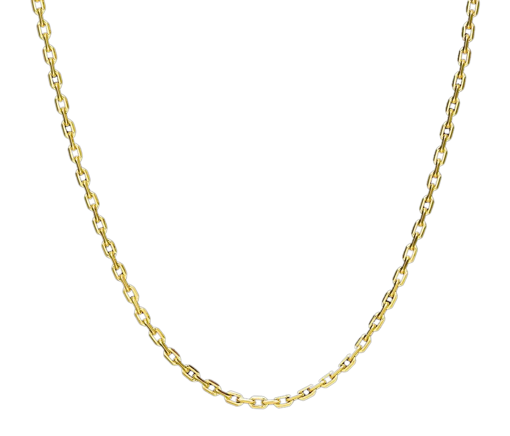 3mm gold stainless steel mariner cable chain displayed on white background