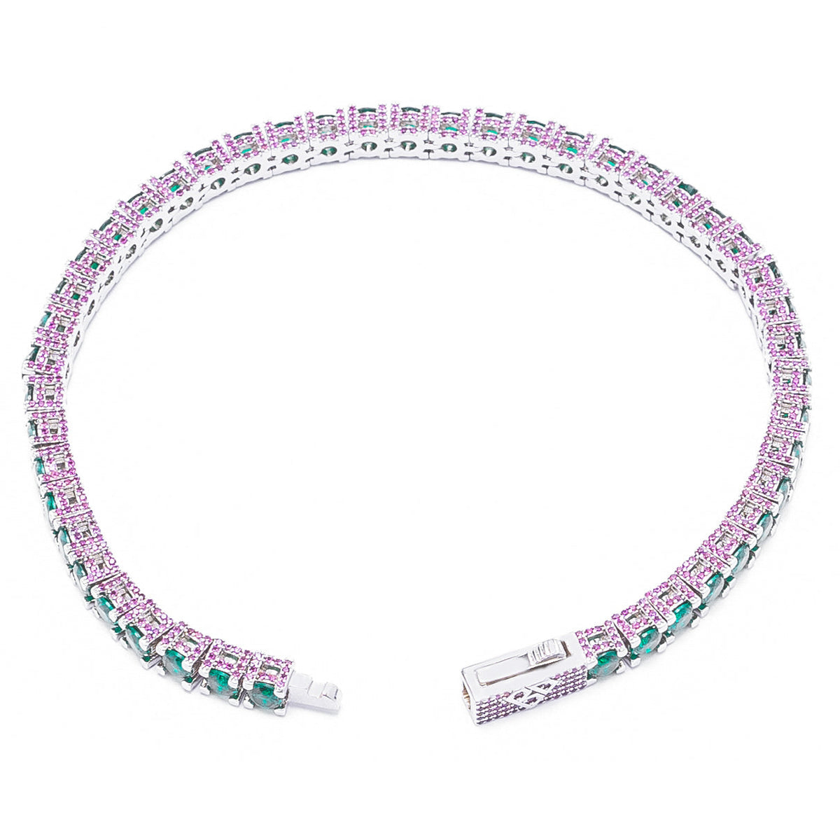 Big Daddy tennis bracelet curved display showing clasp closure and stone pattern detail