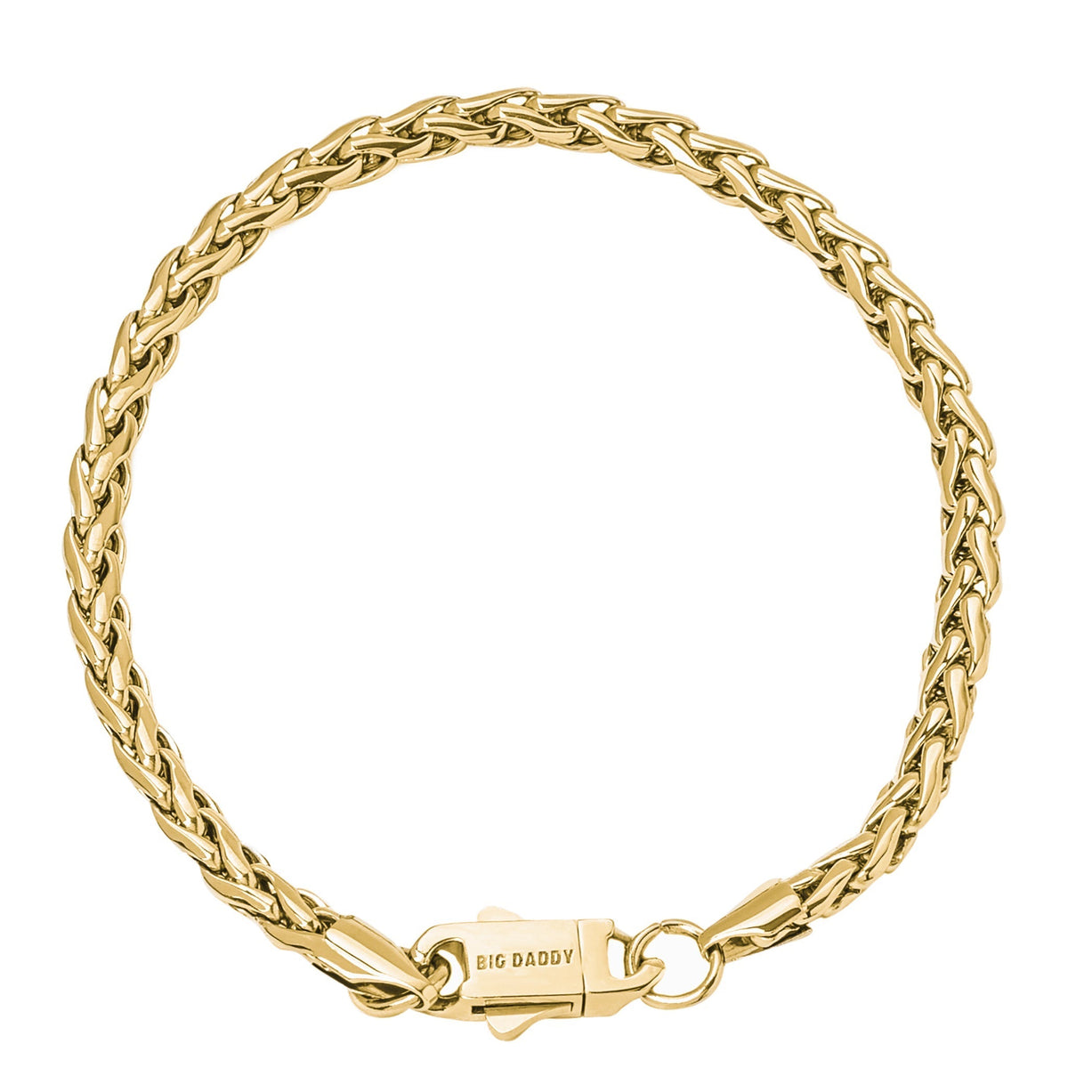 Big Daddy 5MM gold spiga rope bracelet with toggle clasp closure displayed flat