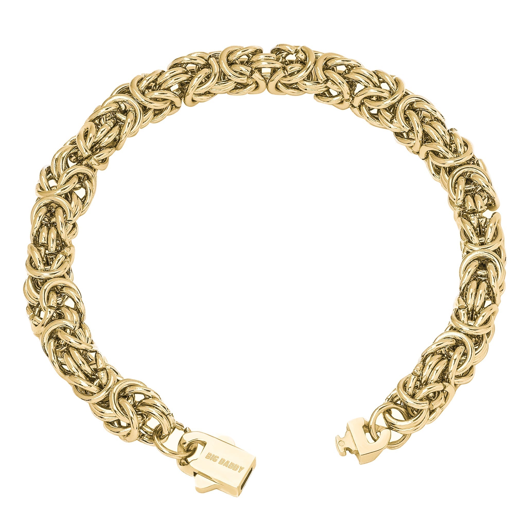 Big Daddy 8MM Byzantine Link Gold Bracelet - Bracelet