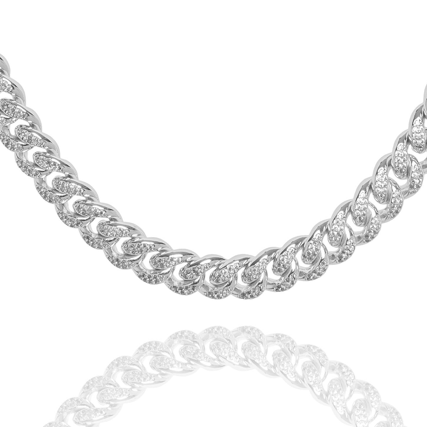 Big Daddy 8MM Cuban Link Rhodium Iced Out Chain - Chain