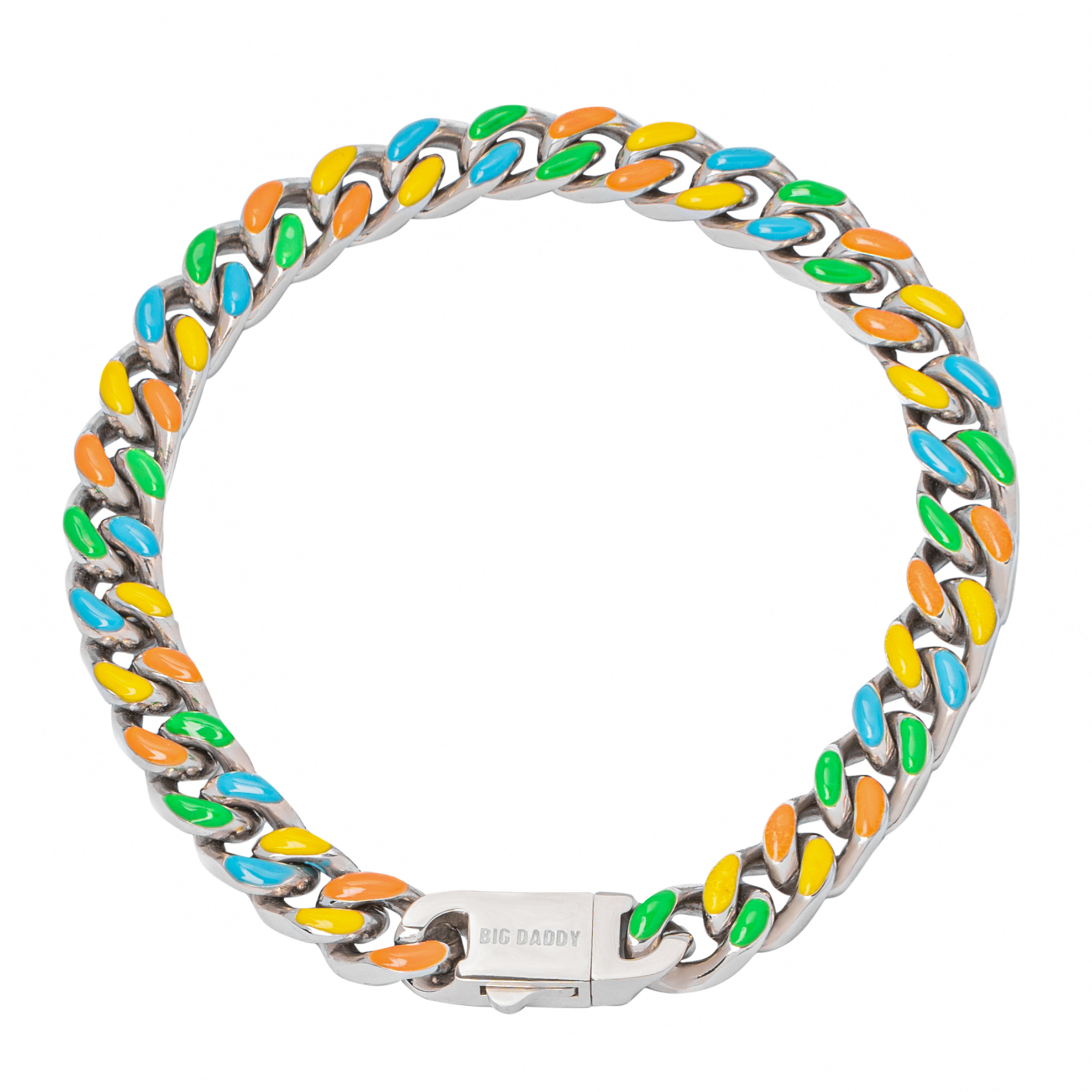 Big Daddy 8MM multi-colour enamel steel Cuban bracelet with vibrant coloured links