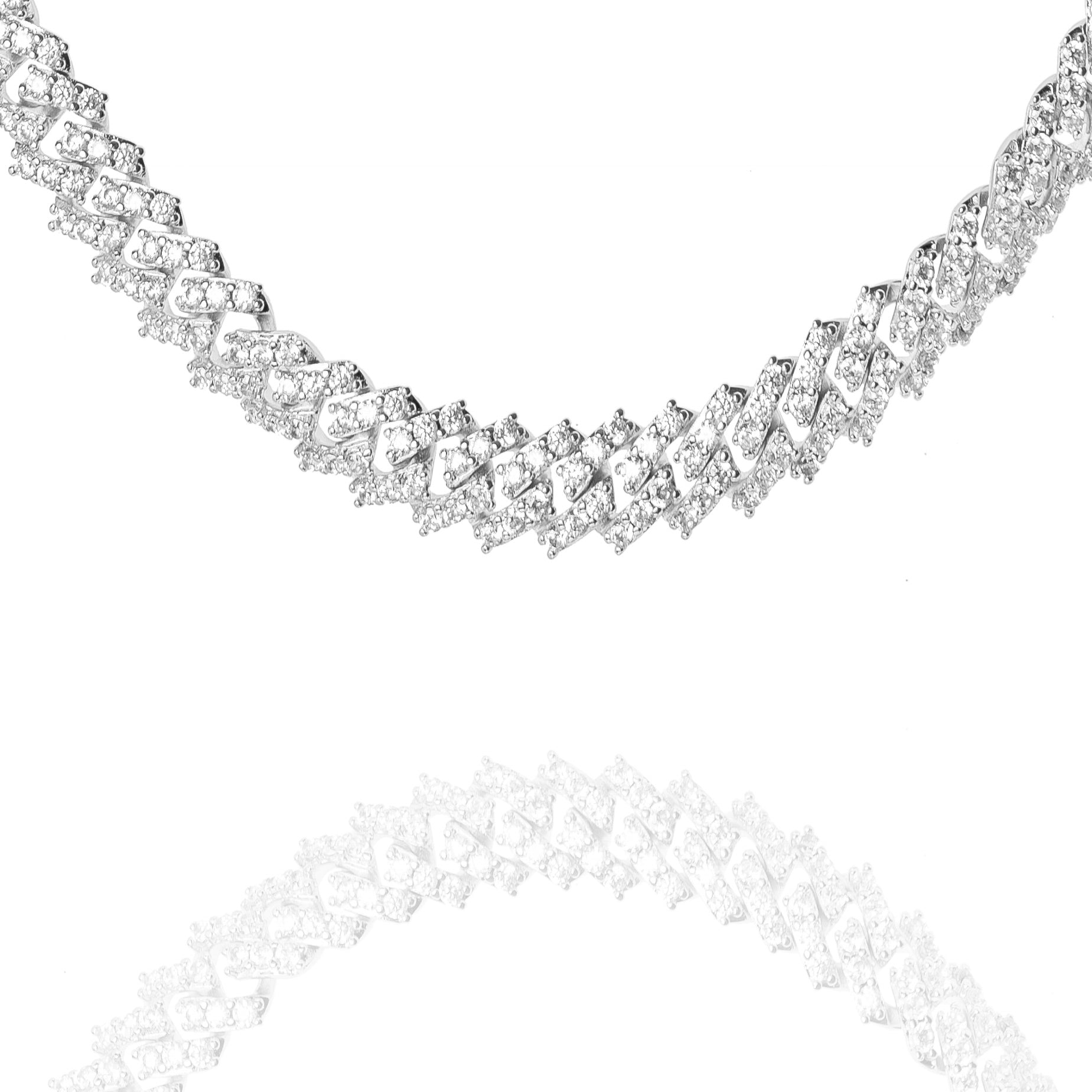Big Daddy 9MM Diamond Prong Silver Cuban Link Chain - Chain