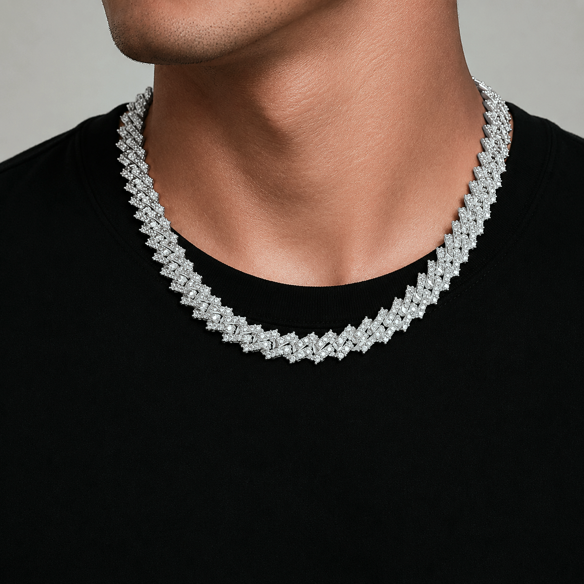 Big Daddy 9MM Diamond Prong Silver Cuban Link Iced Out Chain