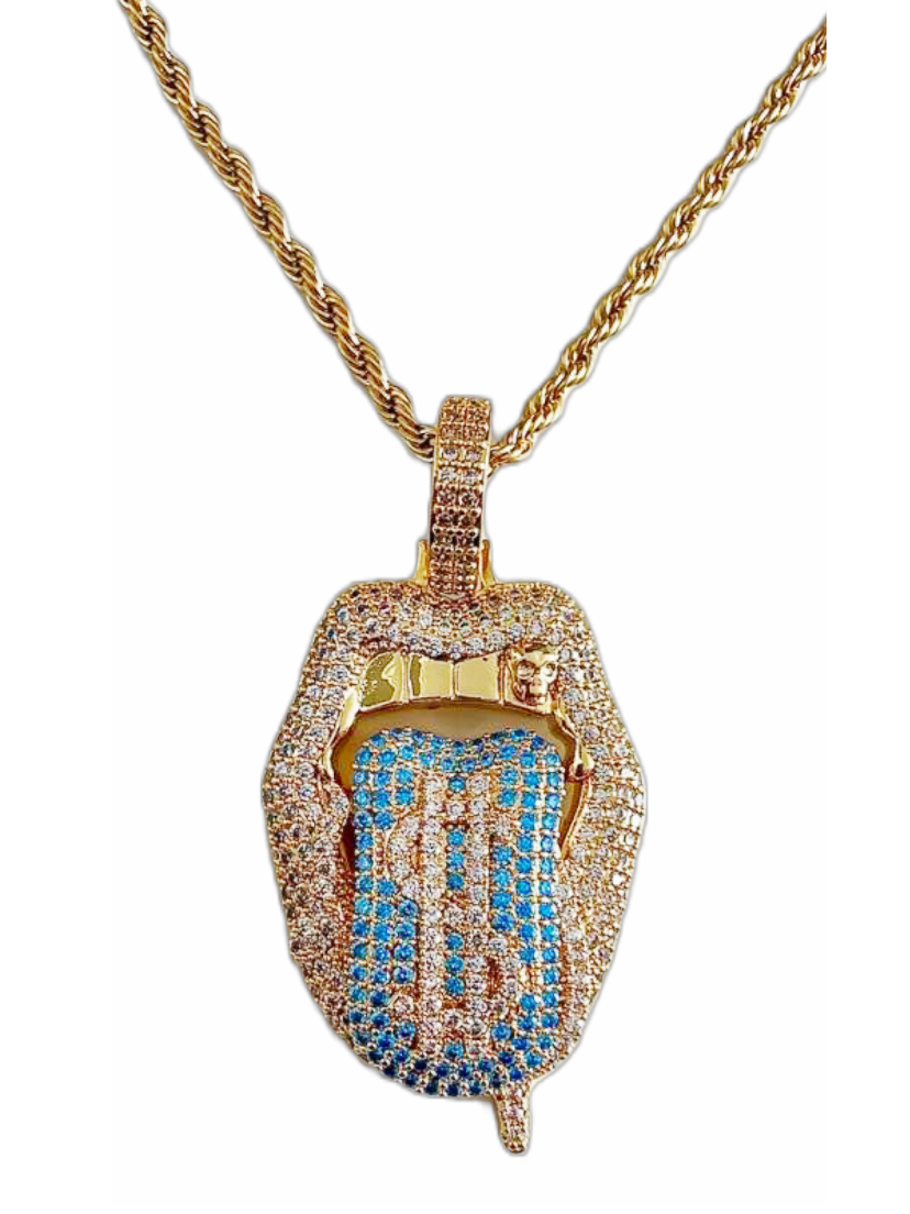Big Daddy Dollar Tongue Iced Out Pendant