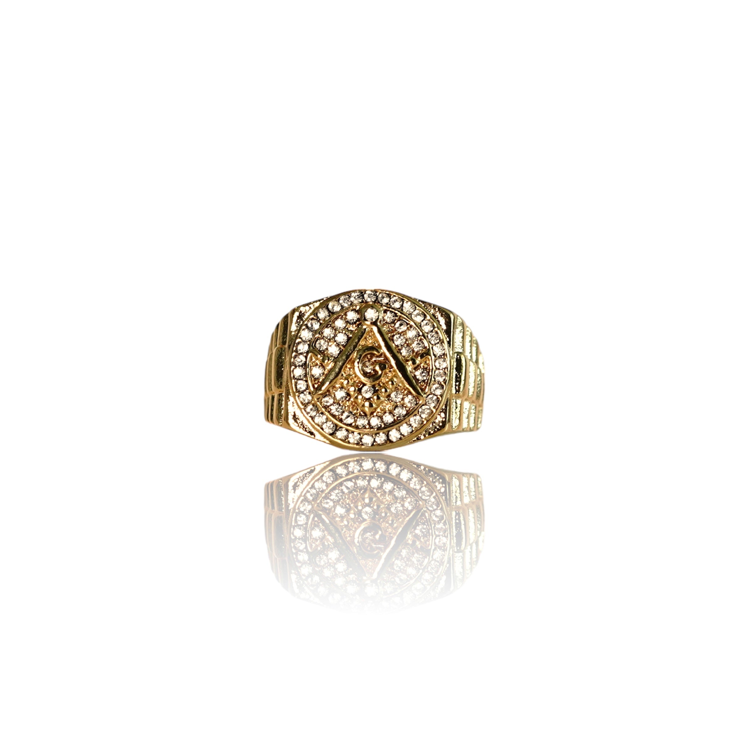 Big Daddy Iced Out Masonic Gold Ring - Ring